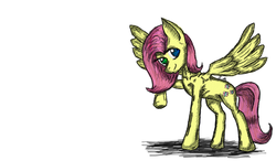 Size: 900x527 | Tagged: safe, fluttershy, pegasus, pony, g4, female, heterochromia, mare, simple background, solo, white background