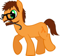 Size: 1079x1016 | Tagged: safe, artist:ah-darnit, pony, crowbar, glasses, gordon freeman, half-life, ponified, simple background, solo, transparent background, vector