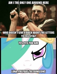 Size: 450x588 | Tagged: safe, princess celestia, g4, meme, the big lebowski, walter sobchak