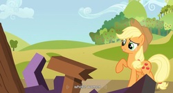 Size: 1593x859 | Tagged: safe, screencap, applejack, apple family reunion, g4, youtube caption, youtube link