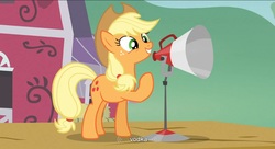 Size: 1591x867 | Tagged: safe, screencap, applejack, apple family reunion, g4, youtube caption, youtube link