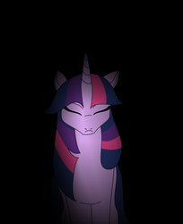 Size: 900x1104 | Tagged: dead source, safe, artist:100yearslater, twilight sparkle, pony, unicorn, g4, black background, eyes closed, female, link in description, mare, simple background, solo