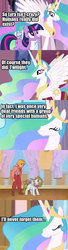 Size: 476x1743 | Tagged: safe, edit, edited screencap, screencap, megan williams, princess celestia, surprise, twilight sparkle, alicorn, human, pony, unicorn, g1, g4, animation error, comic, ethereal mane, female, filly, foal, insane fan theory, mare, princess surprise, screencap comic, text, unicorn twilight