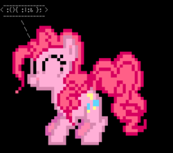Size: 348x308 | Tagged: safe, pinkie pie, earth pony, pony, g4, too many pinkie pies, denial of service attack, fork bomb, linux, ponysay, terminal