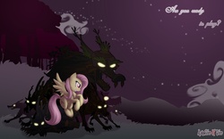 Size: 1280x800 | Tagged: safe, fluttershy, oc, timber wolf, g4, king timber wolf