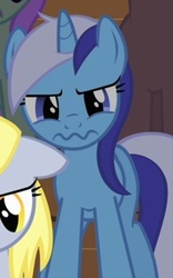 Size: 217x347 | Tagged: safe, screencap, derpy hooves, merry may, minuette, pegasus, pony, g4, green isn't your color, faic, female, mare, reaction image, solo focus, wavy mouth