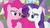 Size: 1279x715 | Tagged: safe, screencap, fluttershy, pinkie pie, rarity, g4, putting your hoof down, duo focus, female, looking at each other, offscreen character, pinkie pie is not amused, rarity is not amused, unamused