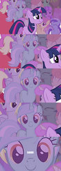 Size: 640x1800 | Tagged: safe, edit, edited screencap, screencap, amethyst star, carrot top, cherry berry, derpy hooves, dizzy twister, golden harvest, lyra heartstrings, minuette, orange swirl, sparkler, twilight sparkle, twinkleshine, pegasus, pony, g4, season 2, the return of harmony, c:, female, human fetish, image macro, looking at you, mare, smiling, soon, tenso