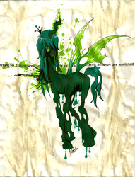 Size: 1680x2197 | Tagged: dead source, safe, artist:olightningx, queen chrysalis, changeling, changeling queen, g4, female, solo