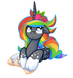 Size: 1280x1365 | Tagged: dead source, safe, artist:rainbowscreen, oc, oc only, oc:rainbow star, alicorn, fruit bat, pony, alicorn oc, solo