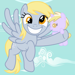 Size: 5000x5000 | Tagged: safe, artist:beavernator, derpy hooves, dinky hooves, pony, g4, absurd resolution, baby, baby dinky hooves, baby pony, cute, equestria's best mother, filly, grin, happy