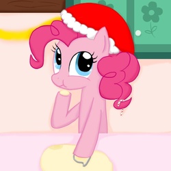 Size: 600x600 | Tagged: safe, artist:poppun, pinkie pie, earth pony, pony, g4, christmas, female, hat, santa hat, solo