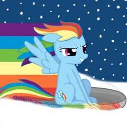 Size: 600x600 | Tagged: safe, artist:poppun, rainbow dash, pony, g4, female, snow, snowfall, solo