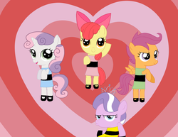 Size: 1100x850 | Tagged: safe, artist:poppun, apple bloom, diamond tiara, scootaloo, sweetie belle, g4, the powerpuff girls