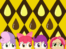 Size: 800x600 | Tagged: safe, artist:poppun, apple bloom, babs seed, scootaloo, sweetie belle, human, g4, cutie mark crusaders, humanized