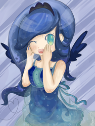 Size: 540x720 | Tagged: safe, artist:puyopoplover, princess luna, human, g4, female, humanized, solo, winged humanization