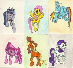 Size: 1505x1409 | Tagged: safe, artist:cindarellapop, applejack, fluttershy, pinkie pie, rainbow dash, rarity, twilight sparkle, g4, wat