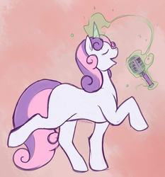 Size: 1138x1219 | Tagged: safe, artist:eclipseowl, sweetie belle, pony, g4, female, microphone, older, singing, solo