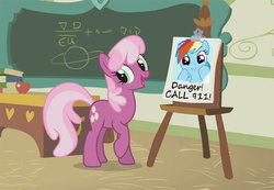 Size: 600x416 | Tagged: safe, cheerilee, rainbow dash, g4, chalkboard, cheerilee's clipboard meme, classroom, exploitable meme, image macro, meme, ponyville schoolhouse