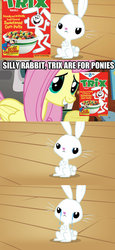 Size: 680x1478 | Tagged: safe, angel bunny, fluttershy, g4, caption, cereal, crying, trix