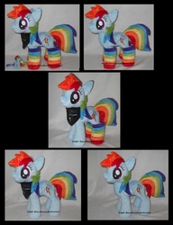 Size: 1335x1740 | Tagged: safe, artist:calusariac, rainbow dash, pony, g4, bandana, clothes, irl, photo, plushie, rainbow socks, socks, solo, striped socks, toy