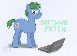 Size: 1200x872 | Tagged: safe, artist:phallen1, oc, oc only, oc:software patch, pony, computer, laptop computer, solo