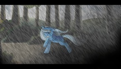 Size: 1559x889 | Tagged: dead source, safe, artist:paintdragoness, trixie, pony, unicorn, g4, female, mare, rain, running, solo