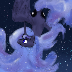 Size: 3000x3000 | Tagged: safe, artist:rainbowgambler, princess luna, pony, g4, female, flying, solo