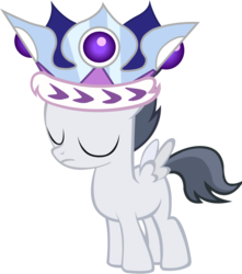 Size: 898x1017 | Tagged: artist needed, source needed, safe, princess platinum, rumble, pony, g4, crown, male, pun, royal, royal rumble, simple background, solo, transparent background, vector, visual pun