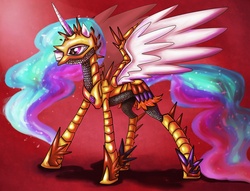 Size: 1530x1170 | Tagged: safe, artist:erovoid, princess celestia, pony, g4, armor, female, solo