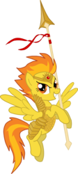 Size: 431x958 | Tagged: safe, artist:redtallin, spitfire, pegasus, pony, g4, armor, female, show accurate, simple background, solo, spear, spread wings, transparent background, weapon, wings
