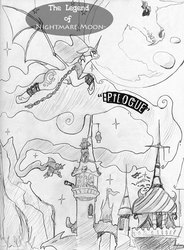 Size: 664x900 | Tagged: safe, artist:negativefade, princess luna, g4, canterlot, mare in the moon, metal goddess luna, monochrome, moon, night, traditional art