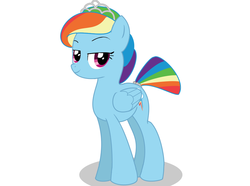 Size: 940x700 | Tagged: safe, artist:dertaii, rainbow dash, pegasus, pony, g4, alternate hairstyle, female, mare, rainbow dash always dresses in style, solo, tiara