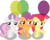 Size: 4460x3572 | Tagged: safe, artist:chrispy248, apple bloom, scootaloo, sweetie belle, earth pony, pegasus, pony, unicorn, g4, balloon, bow, cutie mark crusaders, female, floppy ears, looking down, sad, simple background, transparent background, trio, trio female, vector