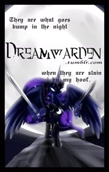 Size: 1216x1920 | Tagged: safe, artist:zedrin, princess luna, alicorn, pony, g4, ask, dreamwarden, female, solo, sword, tumblr, warrior luna, weapon