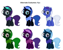 Size: 2725x2155 | Tagged: safe, artist:aibotnya, artist:pika-robo, nightmare moon, oc, oc:nyx, alicorn, pony, fanfic:past sins, g4, alicorn oc, alternate clothes, palette swap, recolor