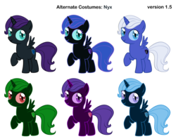 Size: 2725x2155 | Tagged: safe, artist:aibotnya, artist:pika-robo, nightmare moon, oc, oc:nyx, alicorn, pony, fanfic:past sins, g4, alicorn oc, alternate clothes, palette swap, recolor