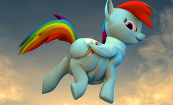 Size: 946x580 | Tagged: safe, artist:eggo81194, rainbow dash, pegasus, pony, g4, 3d, belly, butt, fat, female, flying, folded wings, gmod, obese, plot, rainblob dash, rainbutt dash, solo, wings