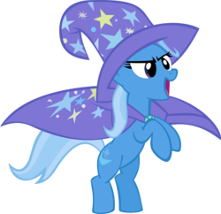 Size: 4000x3873 | Tagged: safe, artist:spu313, trixie, pony, unicorn, g4, bipedal, cape, clothes, hat, open mouth, simple background, transparent background, trixie's cape, trixie's hat, vector