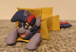 Size: 1055x723 | Tagged: safe, artist:vampairious-kun, twilight sparkle, g4, box, cute, figure, irl, model, photo, plasticine, sculpture, sliding ponies