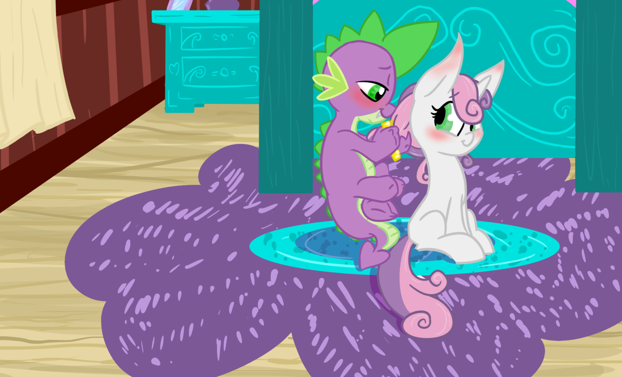 215910 - safe, artist:augustraes, spike, sweetie belle, dragon, pony, unic...