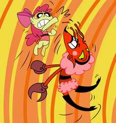 Size: 1280x1360 | Tagged: safe, artist:corwin, apple bloom, earth pony, pony, g4, blood, crossover, him, parody, the powerpuff girls