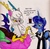 Size: 1551x1521 | Tagged: safe, artist:newyorkx3, discord, princess luna, g4, butler, chocolate milk, clothes, cloud, dialogue, eris, female, male, prince artemis, rule 63, ship:arteris, ship:lunacord, shipping, straight, traditional art, tuxedo