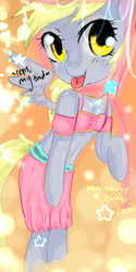 Size: 500x1000 | Tagged: safe, artist:marinakirby, derpy hooves, genie, pony, semi-anthro, g4, 30 minute art challenge, belly button, bipedal, female, midriff, solo, text, tongue out, underp