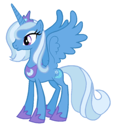 Size: 630x700 | Tagged: safe, artist:durpy, princess luna, trixie, alicorn, pony, g4, alicornified, female, mare, race swap, recolor, simple background, solo, spread wings, trixiecorn, vector, white background, wings
