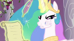 Size: 1280x720 | Tagged: safe, artist:capnpea, edit, edited screencap, screencap, princess celestia, g4, my little pony: friendship is magic, the crystal empire, bitchlestia, fimbriae, melting, trypophobia