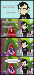 Size: 594x1280 | Tagged: safe, artist:mixermike622, twilight sparkle, human, g4, comic, dan, dan vs, dan vs fim