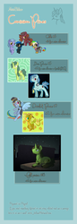 Size: 658x1920 | Tagged: safe, artist:thenecrobalam, applejack, rainbow dash, oc, oc:codex scrap, earth pony, griffon, pegasus, pony, unicorn, g4, :p, :t, armor, broken horn, chickub, colt, cute, eye contact, female, filly, flying, frown, glare, grin, hat, headphones, horn, lidded eyes, looking at each other, looking up, male, mare, mouth hold, night, open mouth, prone, raised hoof, raised leg, scrunchy face, smiling, smirk, stallion, tongue out, unshorn fetlocks, wide eyes
