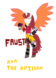 Size: 762x1048 | Tagged: safe, artist:jewelsfriend, oc, oc:fausticorn, pony, bipedal, borderlands, borderlands 2, crossover, lauren faust, lilith (borderlands)