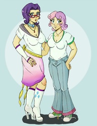 Size: 697x902 | Tagged: safe, artist:full-on-zombie, rarity, sweetie belle, human, g4, glasses, humanized, older